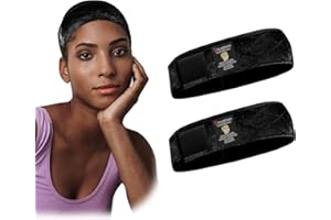 Dreamlover Black Velvet Wig Grip Headband to Hold Wig in Place, Adjustable Wig Head Band, 2 Pieces