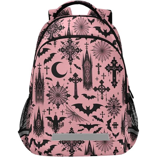 Amazon.com: Sletend Backpack Gothic Pink Skull School  display picture 1