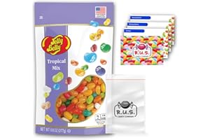 Jelly Belly Tropical Mix Jelly Bean - 9.8oz Bag with R.U.S. Candy Pocket Size Travel Bag + 3 R.U.S. Candy Cards (Tropical Mix)