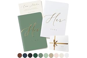 ARTESORI Wedding Vow Book for Her & Him, Soft Touch, Gold Engraving, 28 Lined Pages, Wedding Vow Books His and Hers, Wedding Essentials, Wedding Registry Gifts, His and Hers Gifts [White & Sage]