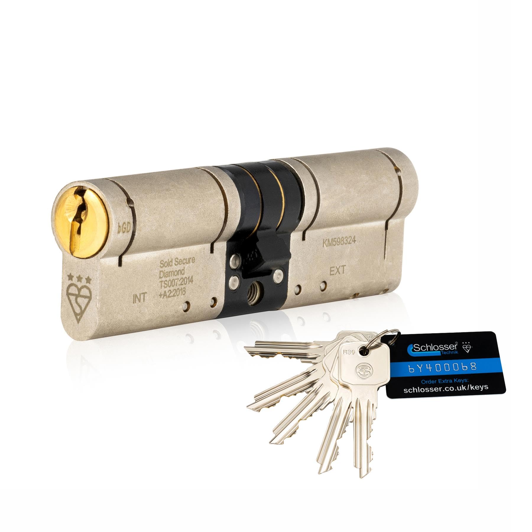 SCHLOSSER TECHNIK 3 Star Kitemarked Euro Cylinder Lock 50EX/50 (100mm) in Dual Finish, British Standard TS007 Anti-Snap Barrel Lock.