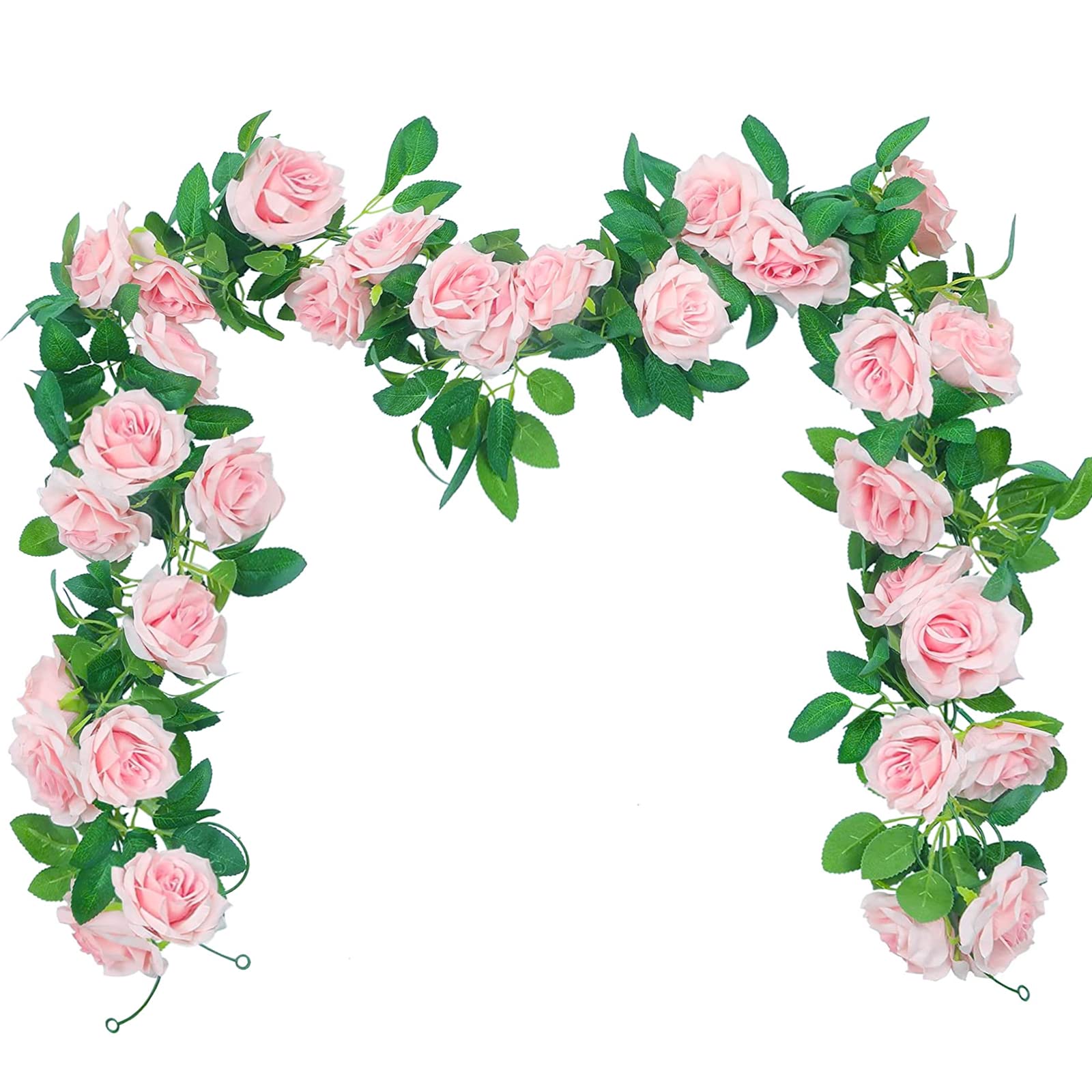 ANBOWEI 3pcs 24ft Artificial Flower Garland Fake Flowers Vine Pink Rose Floral Garlands with 27 Roses for Home Garden Hotel Wedding Arch Festive Party Decoration(Pink)