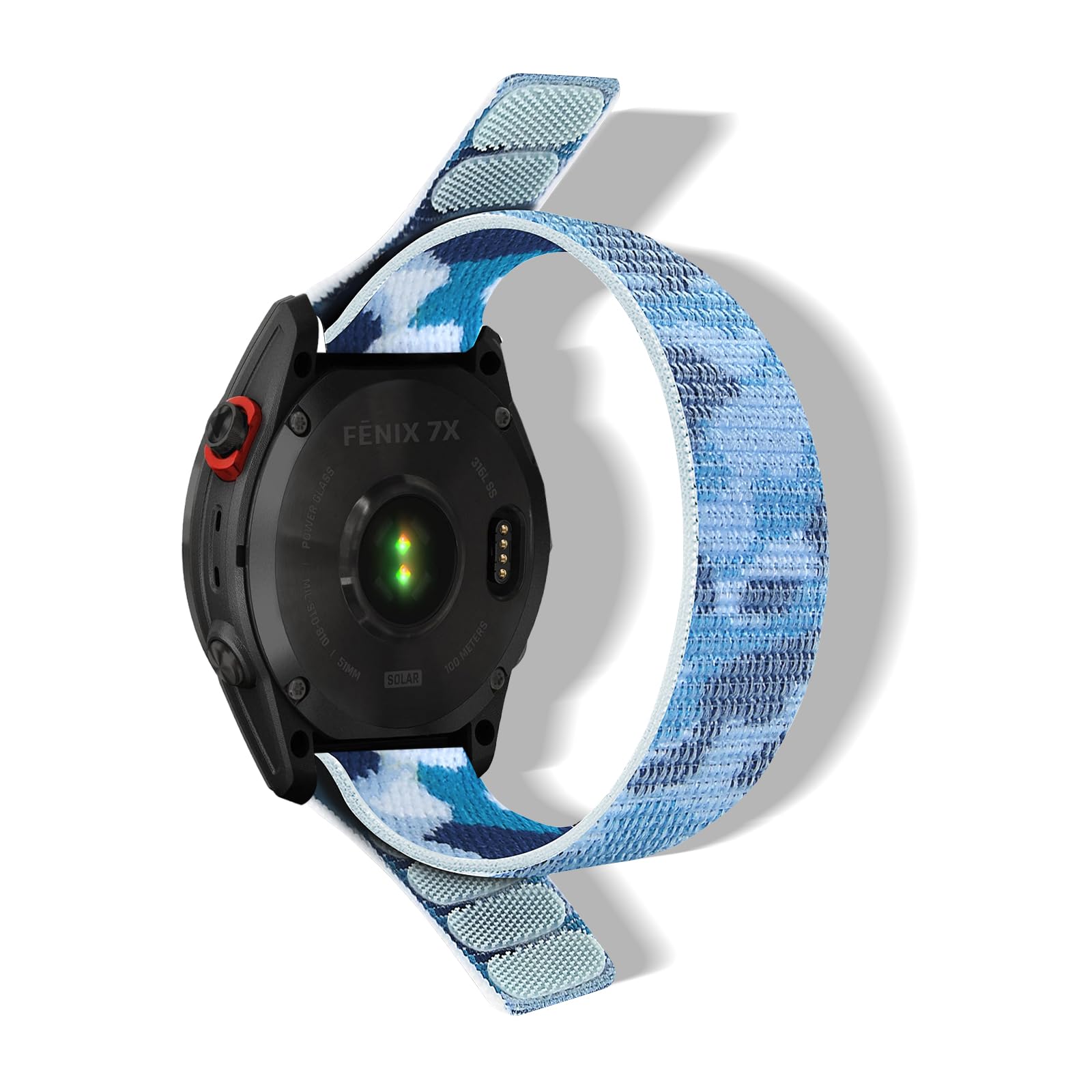 RoYiio Nylon Strap for Garmin Quatix8 51mm/Quatix 7X/6X/Tactix 8 51 mm/Tactix 7Pro Strap Comfortable Breathable Band for Fenix 8 Pro 51mm/7X Pro/6X Pro/Enduro 3/2 (QuickFit 26mm, Blue Camouflage)