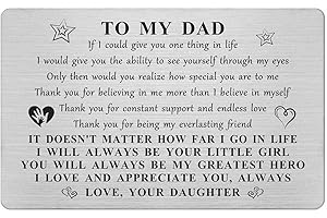 Yobent Dad Father's Day Gifts from Daughter, Happy Birthday Dad Gift Card, Personalized Thank You Dad Gift for Men, I Love My Dad Wallet Card, Valentine's Christmas to Best Dad