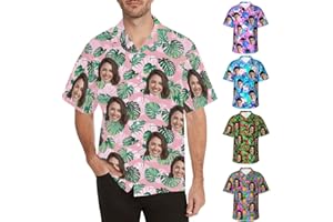 Custom Hawaiian Shirt with Face Photo Personalized Shirt Customized Gifts for Men Dad Boyfriend Husband with Tropical Beach