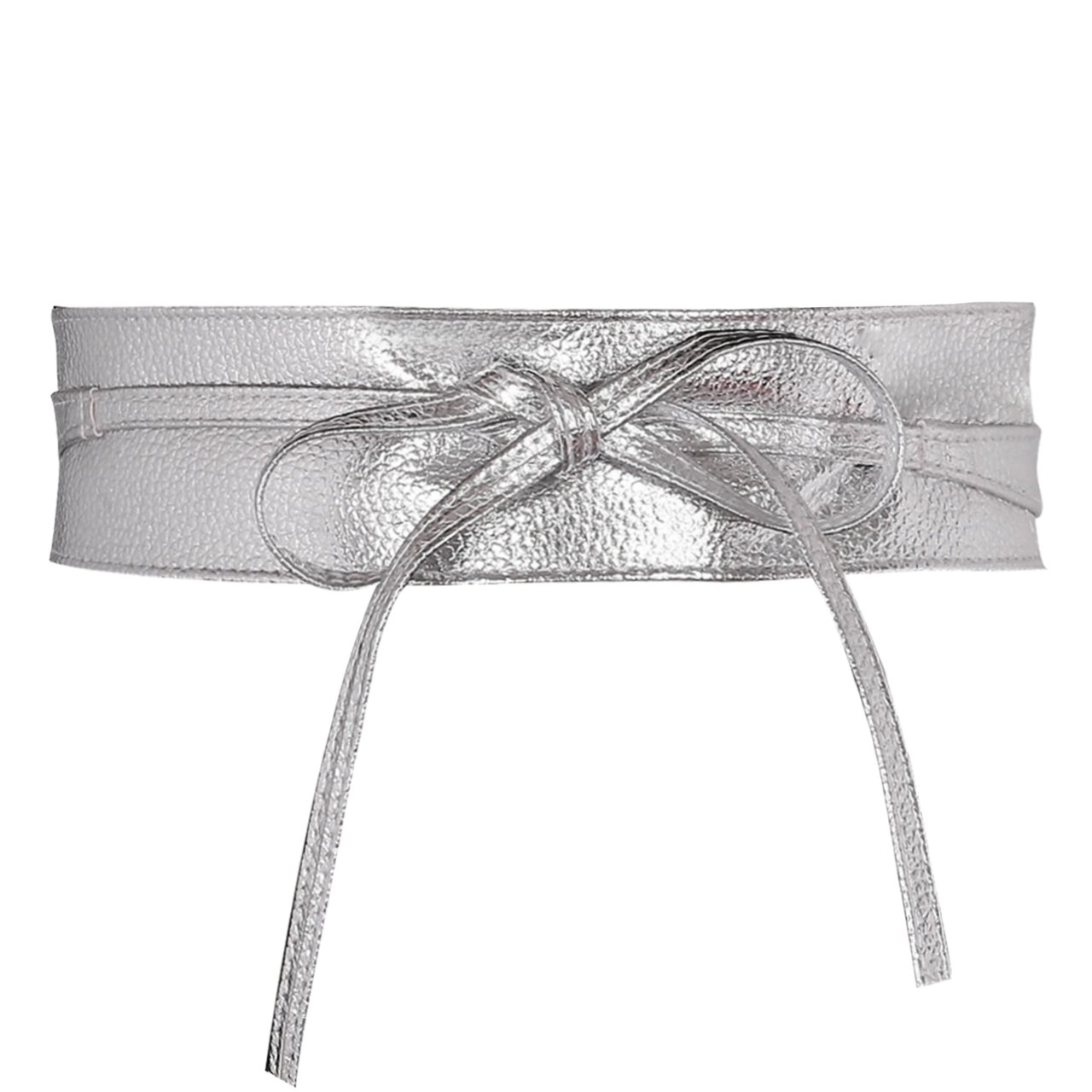Photo 1 of Ayliss Women Soft Leather Obi Belt Self Tie Wrap Cinch Belt,Silver