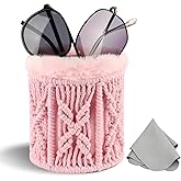 RayLove Glasses Holder for Nightstand, Boho Decor Eyeglass Case, Plush Lined Glasses Holder Stand for Office Desk Organizer