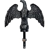 FRF FLAG Black Eagle Head for Decorating Outdoor Flagpoles, Made of Zinc Alloy That is Unbreakable, Eagle Flag Pole Topper 1/2"-13UNC Threading Fit 20/25/30Ft FlagPole…