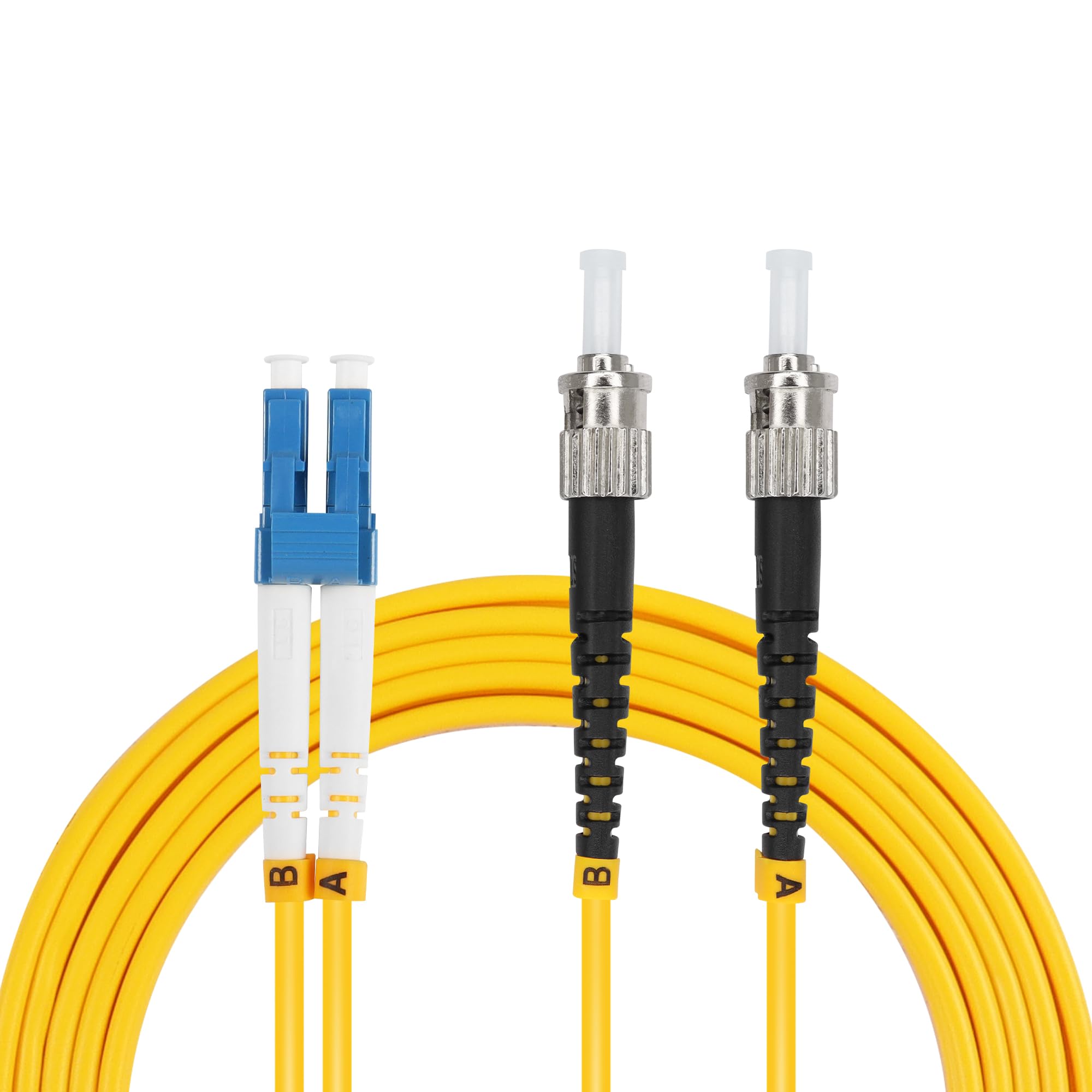 GINTOOYUN LC to ST Fibre Optic Cable Class A Ceramic Plug LC to ST Single Mode Dual Core Fibre Optic Cable for Optical Data Transmission,Fibre Optic CATV,Local Area Network (LAN),etc(3M/9.8FT)