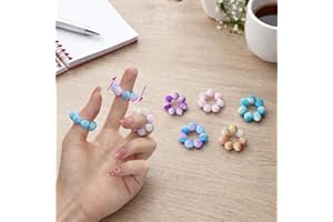 5PCS Colored Fidget Ring Spiky Bead Sensory Finger Rings for Adult - Adjustable Rings Finger Massager for Stress, Usable at H