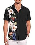 COOFANDY Men Beach Shirt Palm Tree Summer Shirts