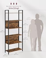 VASAGLE 6-Shelf Bookcase Industrial 60x24x186 cm Vintage Brown Black Metal Frame view 6