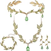 Sasylvia Wedding Jewelry Set for Women, Rhinestone Leaf Tiara Headband Crown Necklace Earrings Bracelet for Women