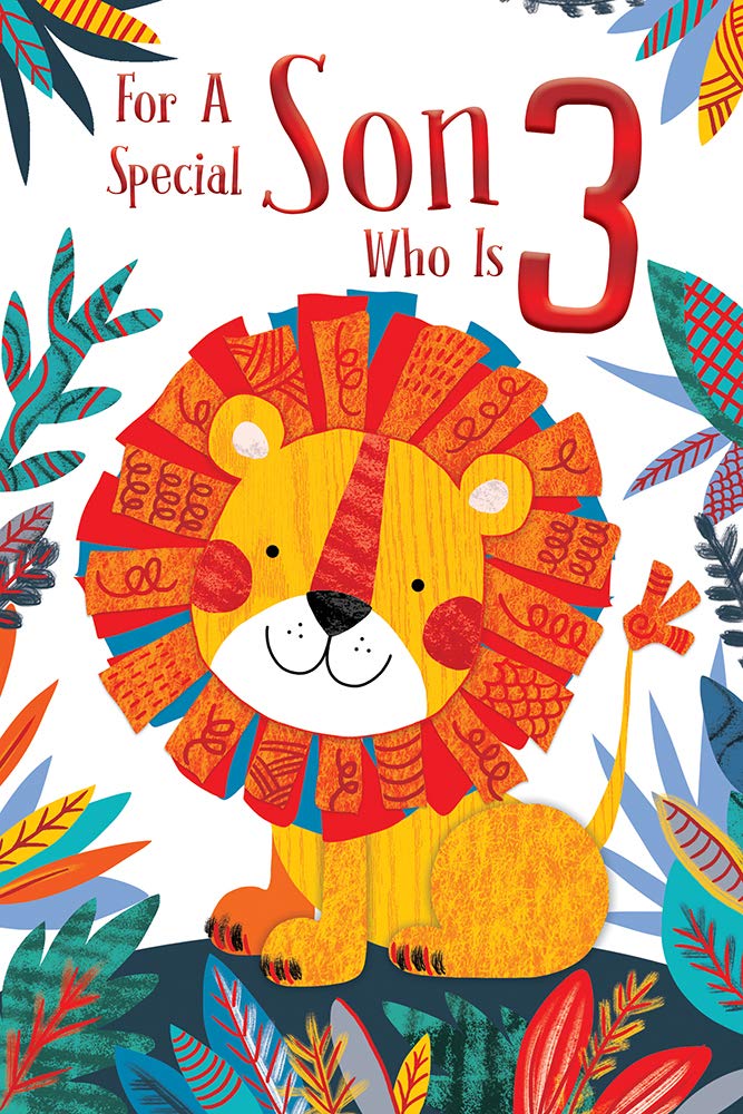 Special Son 3rd Age 3 Today Cute Lion Happy Birthday Card Lovely Verse