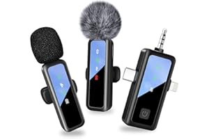dralud 3 in 1 Wireless Lavalier Microphone for iPhone, Mini Lapel Mic with Mute/Reverb/Noise Reduction, for Android Phone, Camera, PC, Laptop, Video Recording, Streaming, Interview, Vlogs,100ft Range