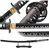 Wuton Real Katana Sword Sharp 1060 High Carbon Steel Real Samurai Sword Full Tang Battle Ready Japanese Samurai Swords Display Collection