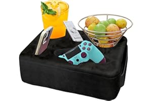 Couch Bed Cup Holder Pillow, Nisdoing 5 Hole Couch Drink Holder! Keep Drinks Hand Side and KeepTemp, Prevent Spills and Use Anywhere.Cup Holder for Couch, Bed,Camping,RV,Car,Beach.Black