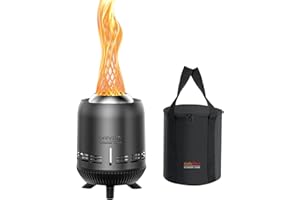 ONLYFIRE OUTDOOR LIVING Tabletop Fire Pit Burning Woods/Pellets, Portable Small Fireplace with Storage Bag for Camping Tailgating RV Patio Backyard, Smokeless Camping Stove 9.5", FP055 Black