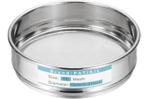 PATIKIL 65 Mesh(0.212mm) Lab Sieve, 5.9"(15cm) Diameter Sifting Screen 304 Stainless Steel Wire Cloth Fine Mesh Sieve for Ind