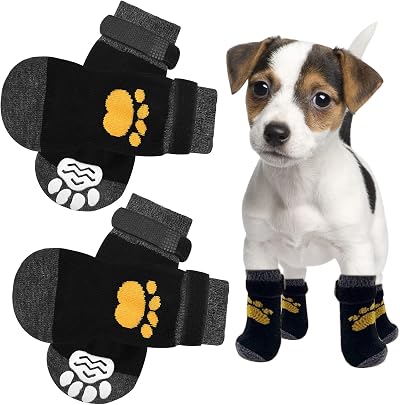 Zngou 2 Pairs Anti-Slip Dog Socks with Adjustable Strap Small/Medium Breathing