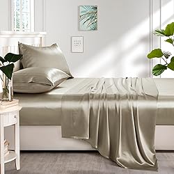 Lanest Housing Silk Satin Sheets, 4-Piece Queen