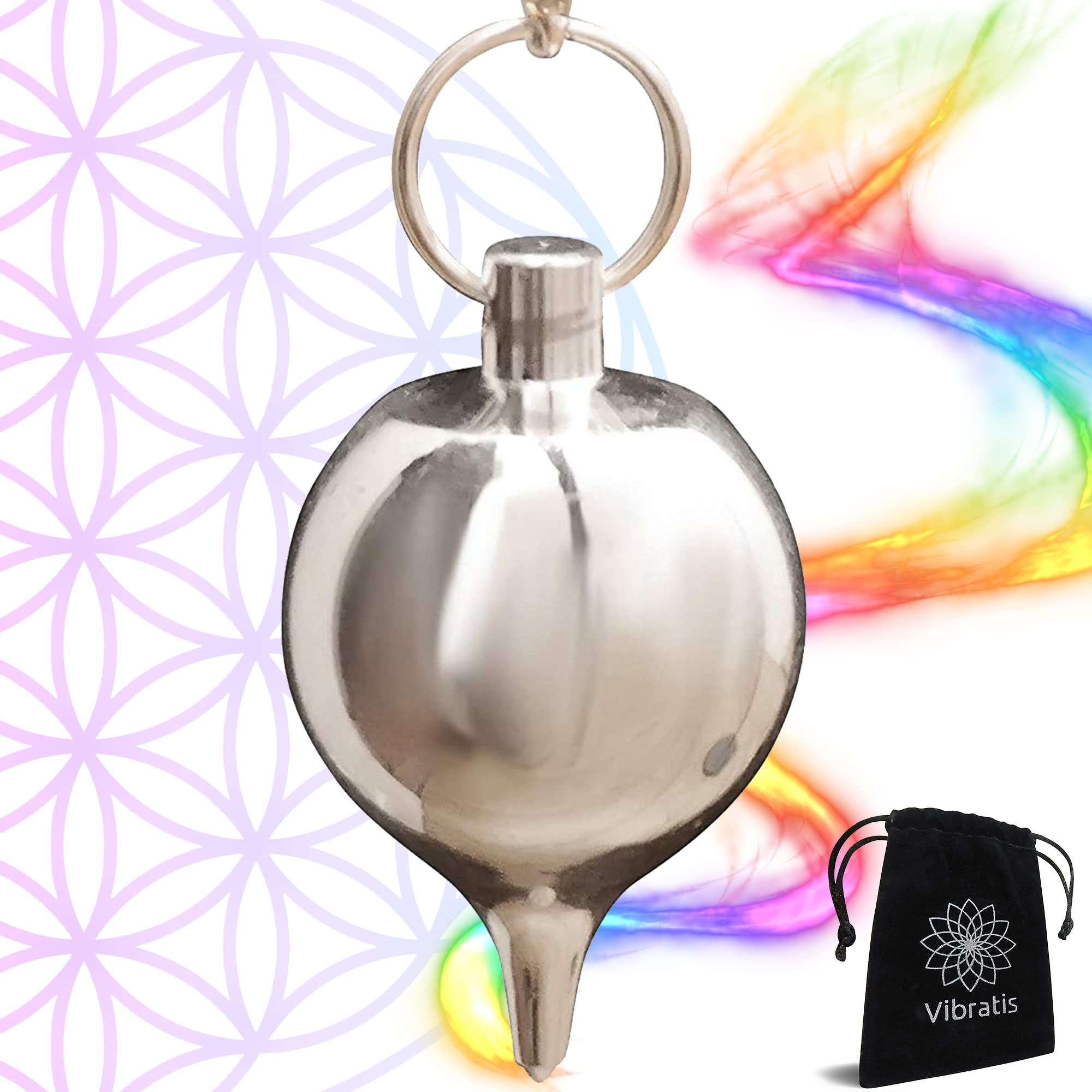 Vibratis Premium Divinatory Pendulum Water Drop Shape Universal Radiesthesia Pendulum Silver Metal