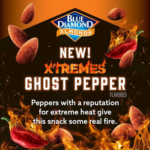 BLUE DIAMOND ALMONDS XTREMES GHOST PEPPER FLAVORED SNACK NUTS, 6 OZ RESEALABLE CANS (PACK OF 1)