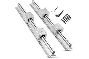 CNCMANS SBR20-600mm Linear Rail Linear Rails and Bearings Kit 2Pcs SBR20 600mm Long Fully Supported Shaft Guide with 4Pcs SBR20UU Linear Bearing Slide Block Linear Guide for CNC Equipments