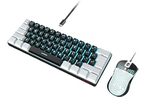 RedThunder 60% Gaming Keyboard and Mouse Combo, Ultra-Compact 61-Key RGB Backlit Mini Keyboard, Lightweight 7200 DPI Honeycomb Optical Mouse, RGB Wired Gaming Set for PC PS5 Xbox Gamer(Black-White)