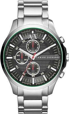 Orologio per uomo, Movimento cronografo al quarzo e cassa da 46 mm con cinturino in acciaio, Tono argento e grigio