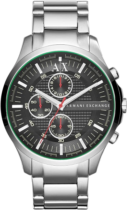 Orologio per uomo, Movimento cronografo al quarzo e cassa da 46 mm con cinturino in acciaio, Tono argento e grigio