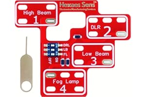 Hexaes Sens Customizable 6 high Mod ＆ 8 high Mod for 2003-2007 Chevy Silverado & Sierra 1500/2500/3500 Classic | Low Beams DRL Fog Lights Stay On with High Beams | Plug & Play Installation.(Red)