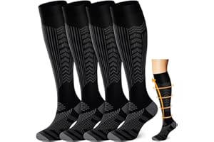 4 Pairs Compression Socks for Women & Men Circulation 15-20 mmHg - Best Support for Nurses, Running
