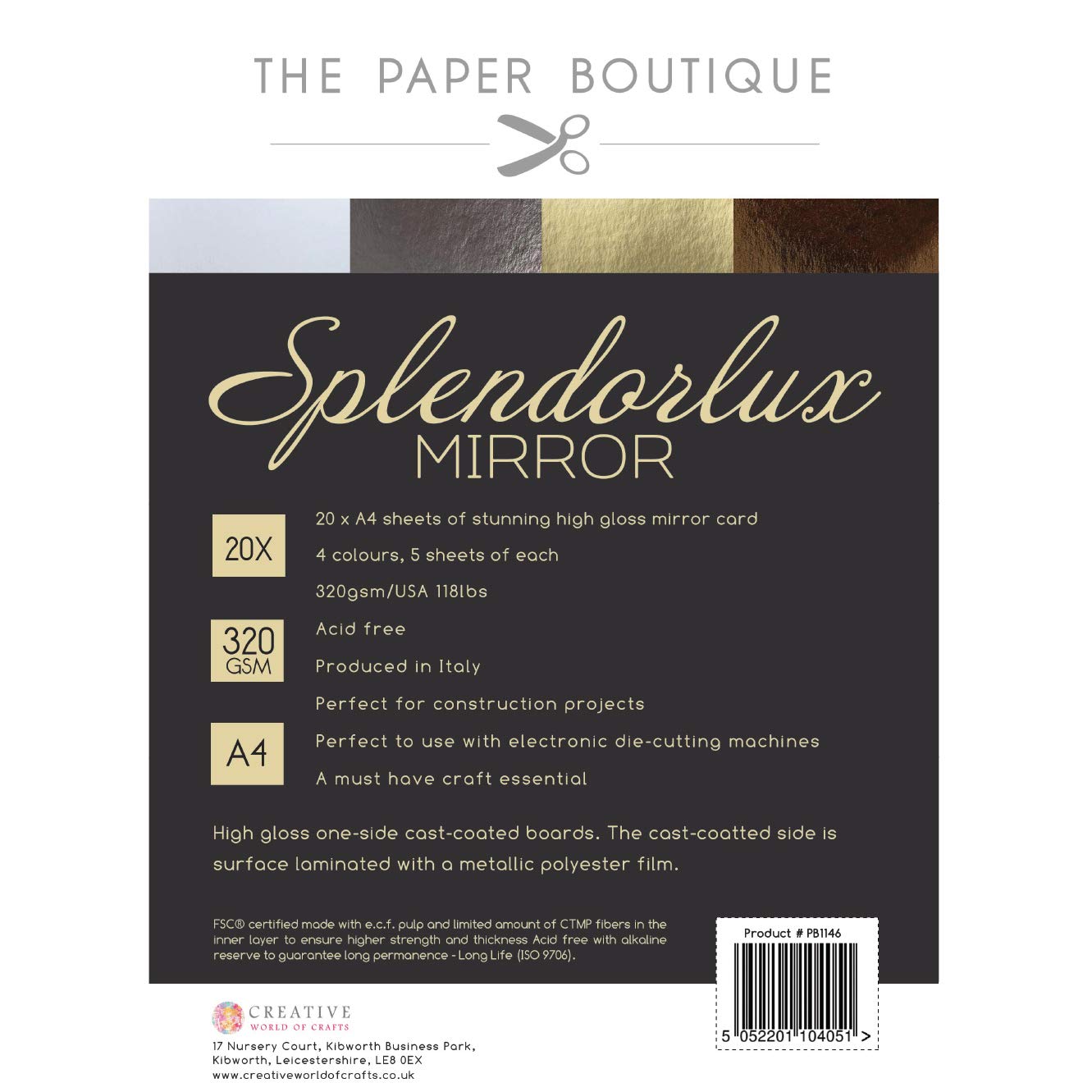 Paper Boutique Splendorlux-Mirror Card, Mixed Colours, A4