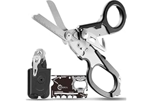 BOKAAW Thidea Trauma Shears 6 In 1 Multifunctional Emergency Response Shears With Holster,Medical Trauma Shears Foldable With Strap Cutter and Glass Breaker