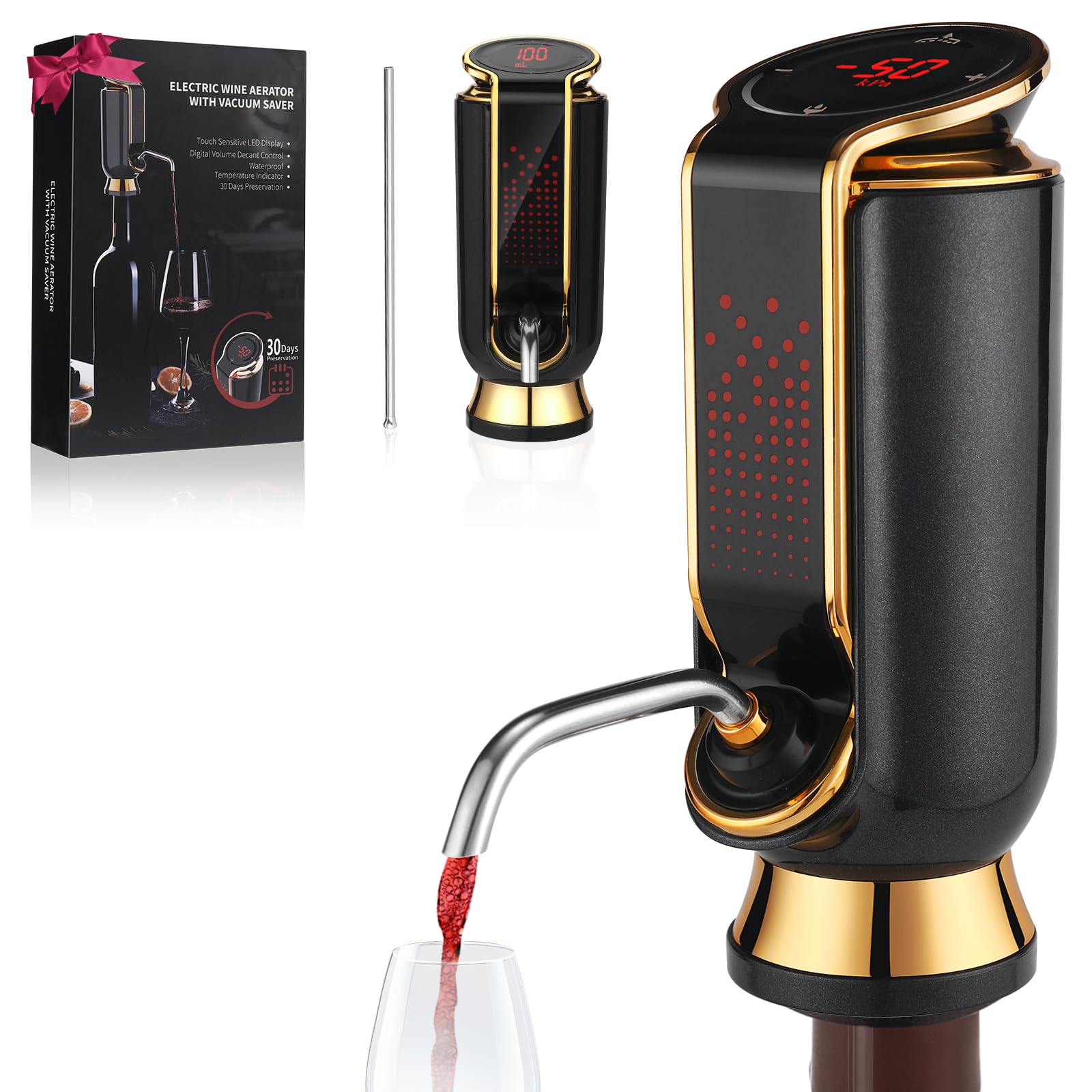 Photo 1 of BLUBYEES Luxurious 4-in-1 Electric Wine Aerator, Decanter, Dispenser & Vacuum Saver with LED Display - Wine Pourer Gift for Women and Wine Lovers