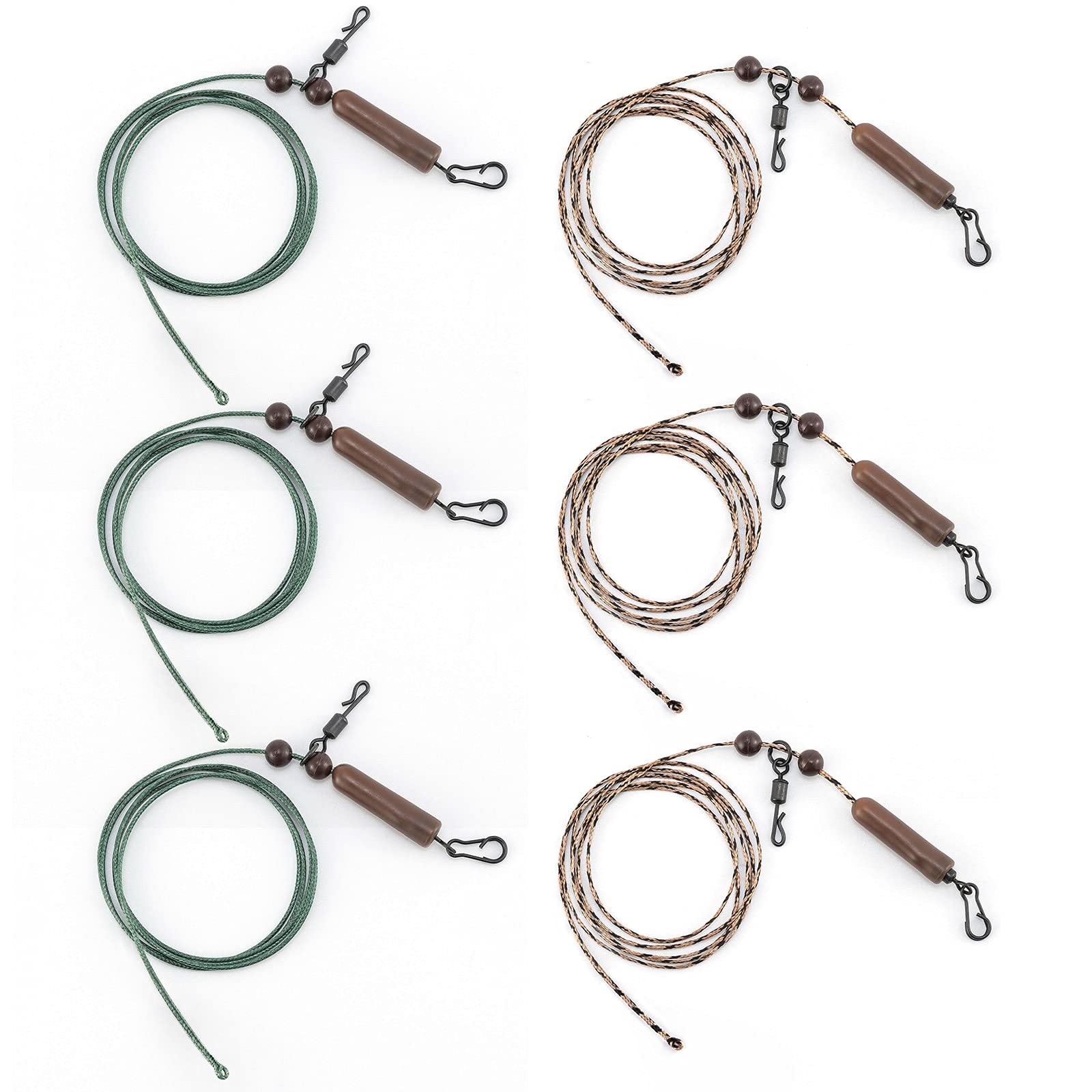 Alwonder 6 x Pre-tied Carp Rigs for Anti Tangle Helicopter Rigs Set up Carp Fishing Accessories Ready Action Leadcore Leaders for Weedy or Silty Bottom(Rubber Sleeves)