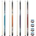Pennpliy Pool Stick Set of 4, Pool Sticks for Adults with 4 Pool Cues Billiard Chalks, 58" Billiard Cue Sticks with Maple Wood for Professional Billiard Players - 18oz, 19oz, 20oz, 21oz
