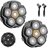 6 Blade Magnetic Replacement Shaving Heads for Bald Men Compatible with All 6D Magnetic Electric Razor (2 PCS VM-072)