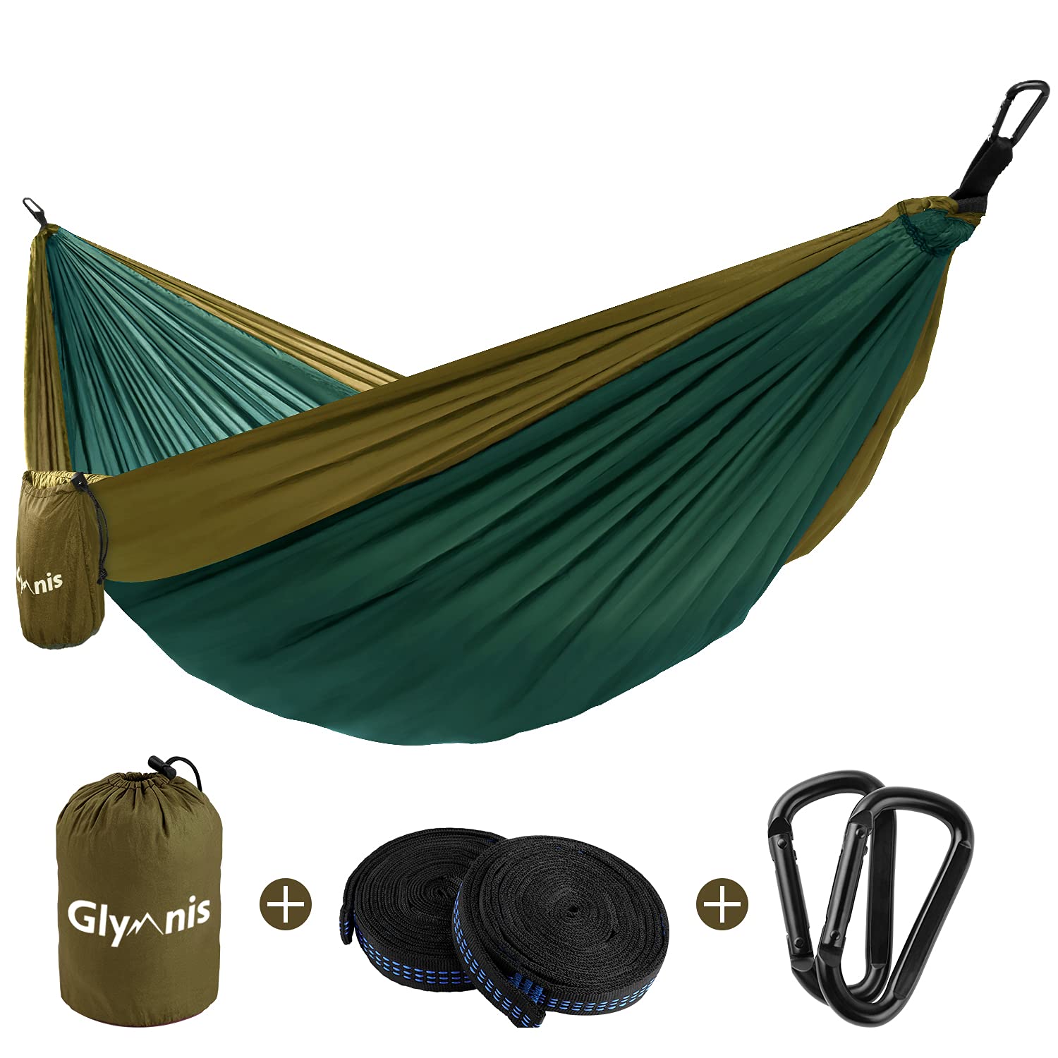 Glymnis Camping Hammock for 2 Person Nylon Lightweight Portable Double Hammock with Straps for Camping Backpacking Beach Garden