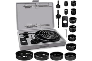 DOAHO 18Pcs Hole Saw Kit, Wood Hole Saw Set with 3/4in-5in Hole Saws, Mandrels, Drill Bits, Installation Plate, Hex Wrench, Flat Saw, Storage Case for Wood, Plywood, PVC, Drywall, Plastic