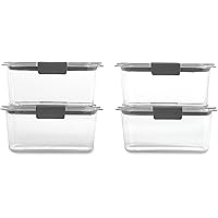 Rubbermaid Brilliance BPA Free Food Storage Containers with Lids, Airtight, for Lunch, Meal Prep, and Leftovers, Set of 4 (4.