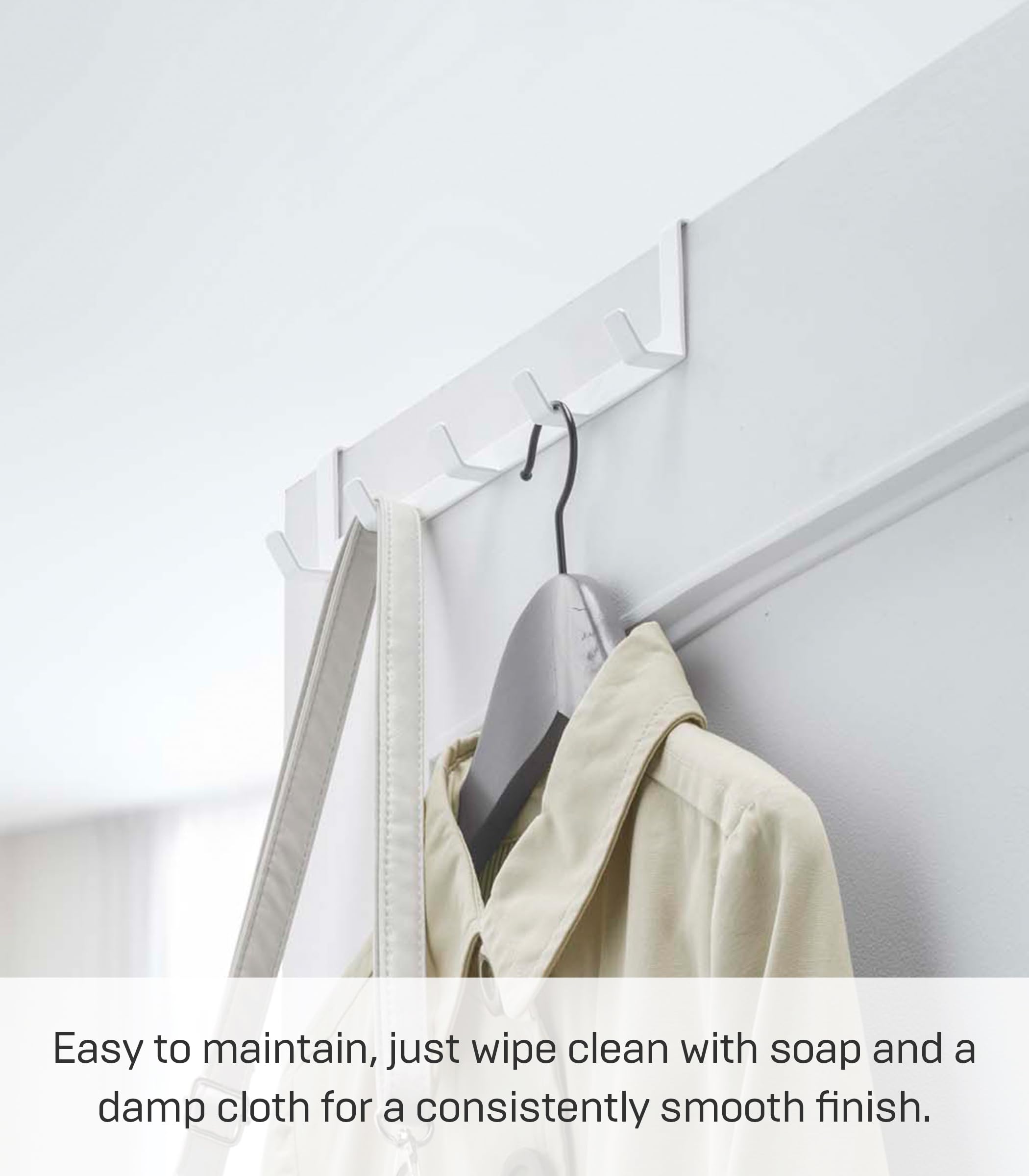 YAMAZAKI home Smart Wide Over the Door Rack, White