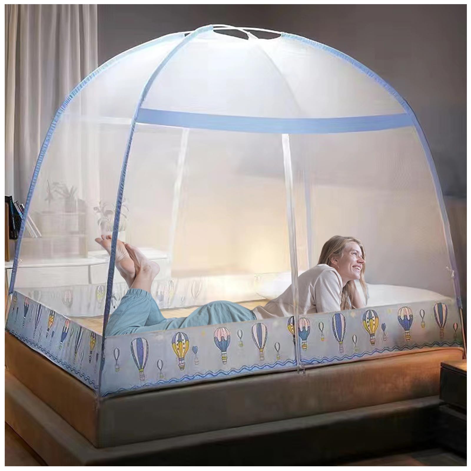 Balakaka Pop Up Mosquito Net 180x200cm, Foldable Portable Travel Mosquito Nets Easy Installation, Large Space Bedroom Bed Canopy Fine mesh for Bedroom Outdoor