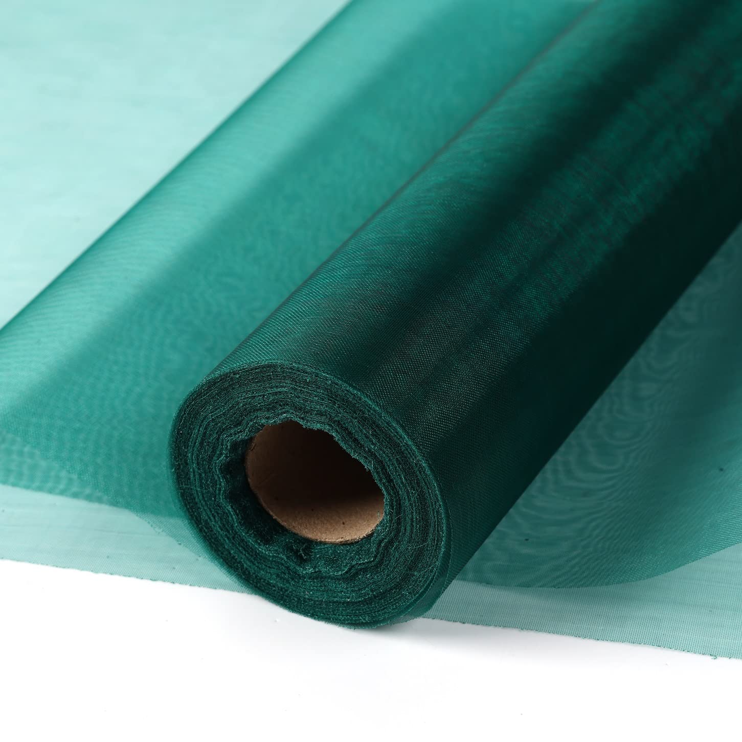 30 m x 30 cm Fabric Table Runner Tulle Roll Organza Transparent Roll of Organza Sheer Fabric Elegant Decorative Cloth for Wedding Chair Table Decoration DIY Crafts (Hunter Green)