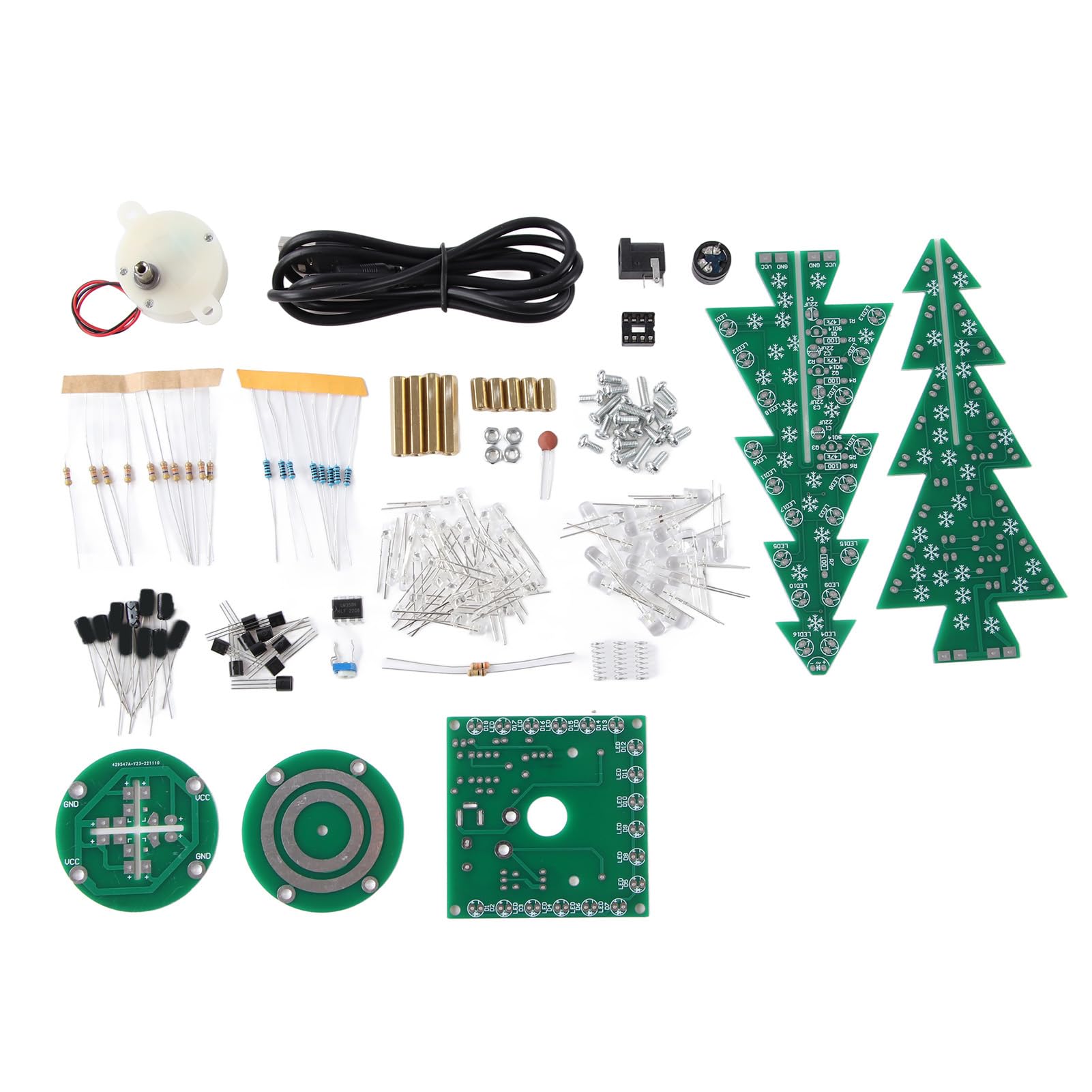 Rotating Christmas Tree, 3D Christmas Tree Soldering Kit, DIY Soldering Practice Kit Xmas Tree Soldering Assemble Kit for Boys and Girls, Trees