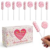 4E's Novelty Pink Swirl and Twist Lollipops (48 Pack) - Individually Wrapped Valentines Candy Bulk for Kids Classroom Exchange Gifts Candy, Suckers Bulk Valentines Party Favors