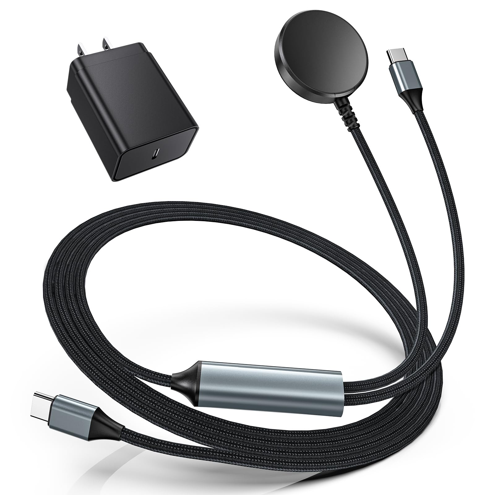 Photo 1 of 2 in 1 for Samsung Watch Charger, Compatible with Samsung Galaxy Watch 8/Ultra/7/6/5/4/3, 25W USB C Charger for Galaxy S25 Ultra/Z Fold7/Flip7/S24 Ultra/Note20/10, 4.9 Feet Long for Travel (1-Pack)