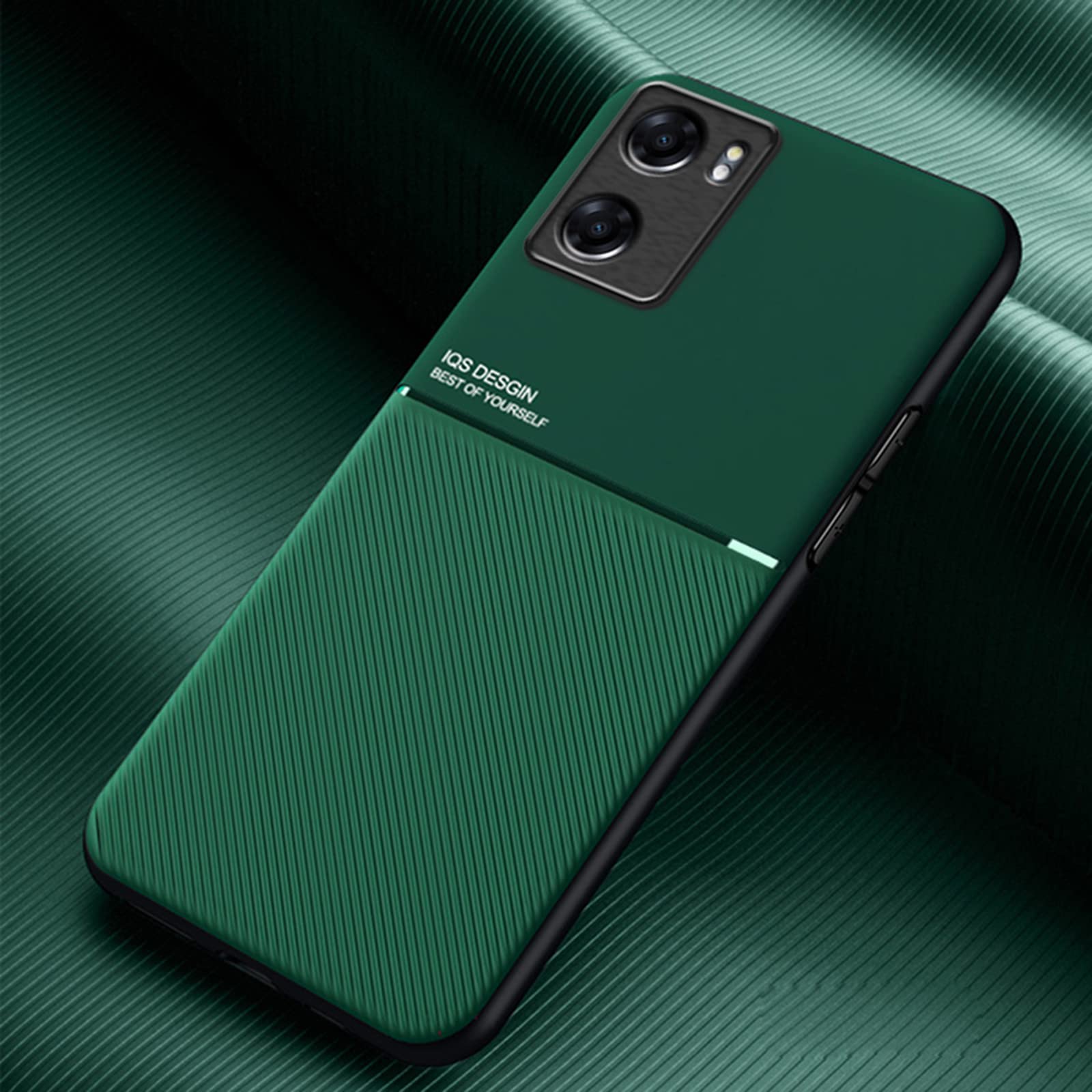 TIANCI Case for OPPO A57 4G, Skin Texture is Non-Slip and Shockproof Phone Case, [Skin-Friendly PU Leather] [Ultra-Thin TPU] Cover for OPPO A57 4G Green