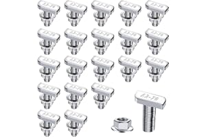 FIREOSMA 20 Pcs T Bolt Set M8x20mm T Slot Drop-in Bolt Hammer Head Bolts T Shape Stud Sliding Screw with Hexagon Flange Nuts for Aluminum Extrusion Profile Photovoltaic Solar Mounting,Silver